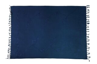 Sarong Pareo Wickelrock Strandtuch Stickerei Tuch Schlicht Uni Dunkel Blau