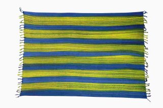 Sarong Pareo Strandtuch Wickelrock Schal Blickdicht Streifen Blau Grün Gelb