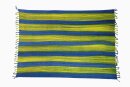 Sarong Pareo Strandtuch Wickelrock Schal Blickdicht Streifen Blau Grün Gelb