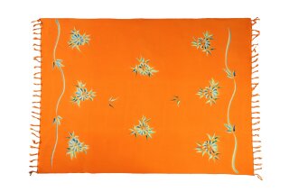 Sarong Pareo Wickelrock Dhoti Lunghi Tuch Strandtuch Hüfttuch Blume Orange