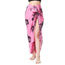 Sarong Pareo Wickelrock Dhoti Lunghi Tuch Strandtuch Blume Rosa Schwarz Pink