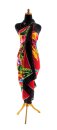 Sarong Pareo Wickelrock Dhoti Lunghi Tuch Strandtuch Blume Rot Bunt Blickdicht