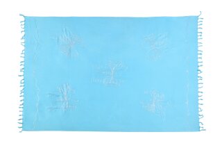 Sarong Pareo Wickelrock Dhoti Lunghi Stickerei Schmetterling Tuch Hell Blau