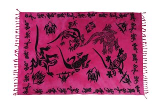 Sarong Pareo Wickelrock Lunghi Dhoti Tuch Strandtuch Tribal Gecko Pink Schal