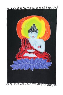 2 er Set Original Yoga Sarong Pareo Wickelrock Strandtuch Rund ca 170cm x 1110cm Handtuch Schal Kleid Wickeltuch Wickelkleid Buddha - Feng Shui von Hand Bemalt
