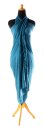 XL Sarong Wickelkleid Strandkleid Pareo Saunatuch Strandtuch Wickelrock Handtuch Schal ca 250cm x 120cm Schlicht Unisex Petrol Blau