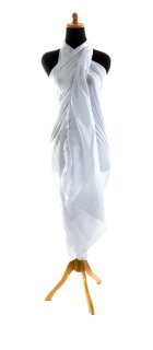 XXL Sarong Wickelkleid Strandkleid Pareo Saunatuch Strandtuch Wickelrock Handtuch Schal ca 300cm x 120cm Schlicht Unisex Weiß