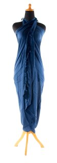 XXL Sarong Wickelkleid Strandkleid Pareo Saunatuch Strandtuch Wickelrock Handtuch Schal ca 300cm x 120cm Schlicht Unisex Dunkel Blau