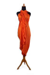 XXL Sarong Wickelkleid Strandkleid Pareo Saunatuch Strandtuch Wickelrock Handtuch Schal ca 300cm x 120cm Schlicht Unisex Orange