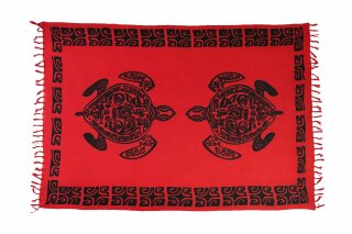 Sarong Pareo Wickelrock Strandtuch Handtuch Lunghi Dhoti Wandbehang Schildkröte Tribal Rot