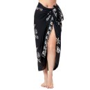 Sarong schwarz / weiß mit Seestern, Muscheln und Seepferd