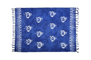 Sarong blau / weiß mit Blume Orchidee