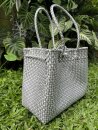 Badetasche Einkaufskorb große Strandtasche Familie Beach Bag Groß - Silber Weiß