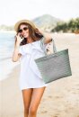Badetasche Einkaufskorb große Strandtasche Familie Beach Bag Groß - Weiß Schwarz Grün