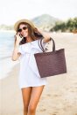 Badetasche Einkaufskorb große Strandtasche Familie Beach Bag Groß - Rosa Schwarz