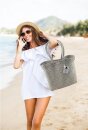 Badetasche Einkaufskorb große Strandtasche Familie Beach Bag Groß - Weiß Schwarz