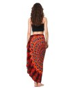 Sarong Pareo Mandala mit Fransen - Pfauen Auge Rot