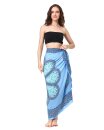 Sarong Pareo Mandala mit Fransen - Hellblau Boho Flower Blume