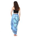 Sarong Pareo Mandala mit Fransen - Hellblau Boho Flower Blume