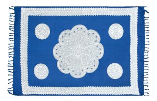 Sarong Mandala blau/weiß Blumenmuster