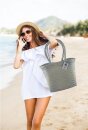 Badetasche Einkaufskorb große Strandtasche Familie Beach Bag Groß - Weiß Schwarz Blau